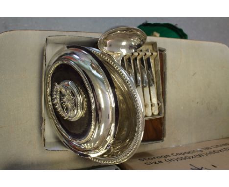 Plated fish cutlery, entree dish, ladle and knives