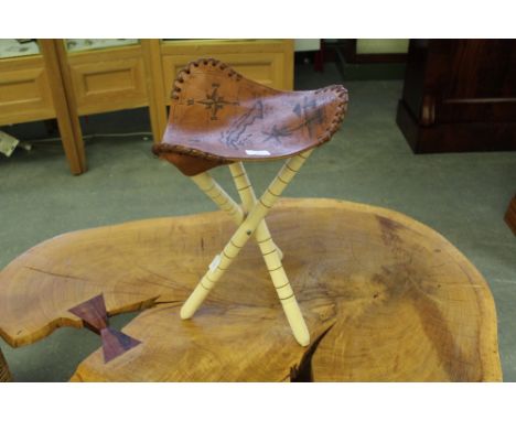 Leather topped folding stool