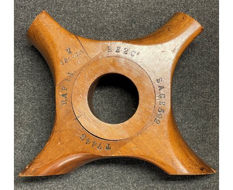 WW1 British Royal Flying Corps Propeller Boss from a Royal Aircraft Factory BE2c. Well marked with impressed numbers "T7448" 