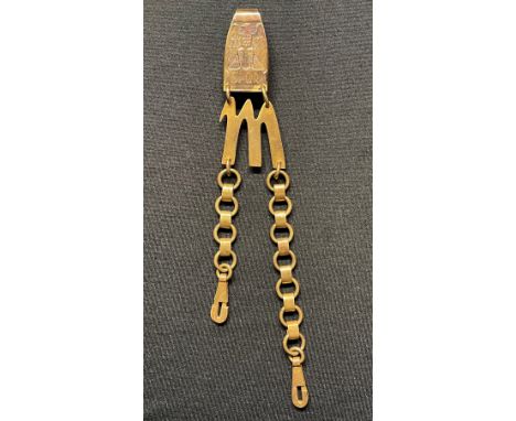WW2 Italian Fascist MVSN Officer's dagger chained hanger. Complete all spring clips. No makers marks. 