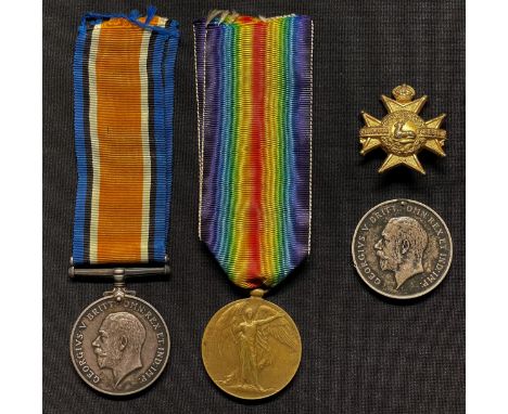 WW1 British War Medal and Victory Medal to 41378 Pte G Scrimshaw, Leicestershire Regt complete with original ribbons along wi