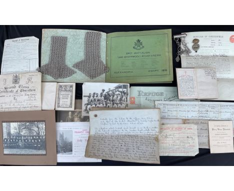 WW1/1919 British Notts &amp; Derby Regt Sherwood Foresters group to 53585 Pte Charles William Barthorpe, Signals Section, HQ 