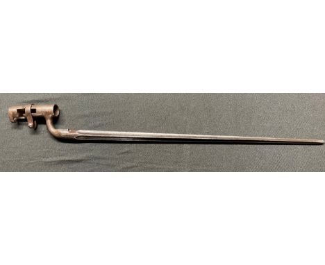 Cruciform Socket Bayonet with 42cm long blade. Overall length 52.5cm. Well marked with Remington makers mark. Numbered 93584.