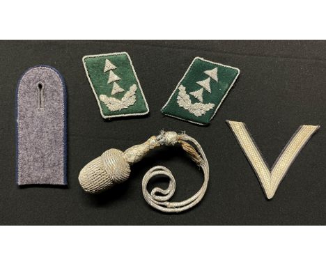 WW2 Third Reich Luftwaffe lot: Beamte Hauptman Collar tabs x 2 (not a matched pair):  Luftwaffe 23cm dagger knot: single enli