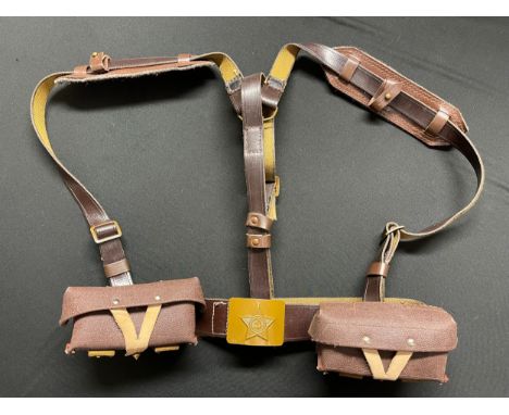 Soviet Army 1950's Field Gear set comprising of Belt with steel buckle with original paint, pair of SKS Ammo pouches and Y St