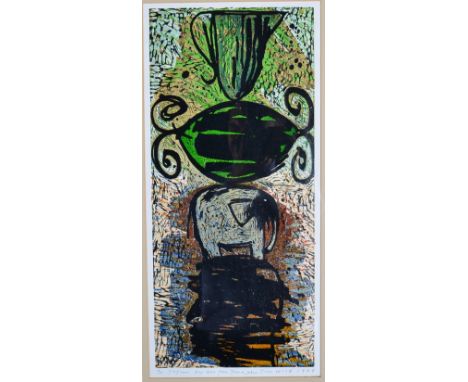 Tom Wood (b.1955) ''Totem'' Signed and dated 1988, inscribed and dedicated ''For Ken from John and Tom'', A/P, woodblock prin
