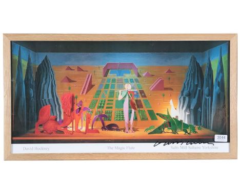 After David Hockney OM, CH, RA (b.1937) ''The Magic Flute'' Signed, exhibition poster for Salts Mill, Saltaire, Yorkshire, 34