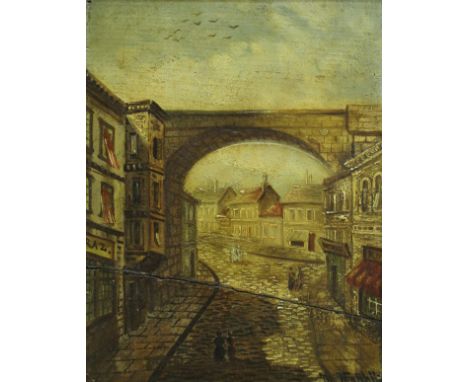 T H MATTHIJS "Dean Street, Newcastle on Tyne", oil on panel, signed lower right together with two further oil on panel street