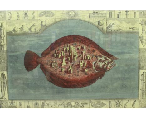 AFTER J M ROBERTS "Errors in the Age of Discovery: Flat Earth Theory No. 1" limited edition lithograph, No'd. 14/20 signed lo