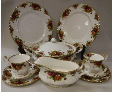 A Royal Albert bone china "old country roses" tea/dinner service comprising twelve plates, twelve cups and saucers, twelve sm