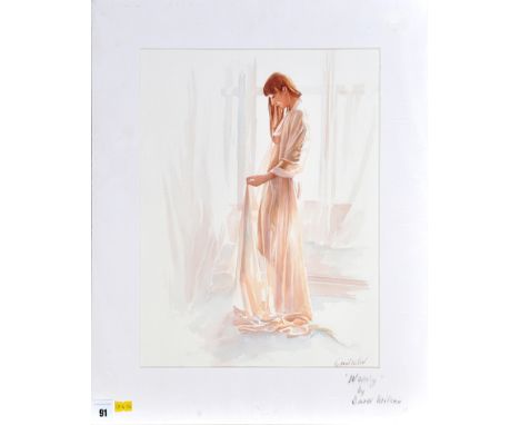 David Wilcox
"Waiting" - a young woman in a negligee illuminated by the light from a window
signed
watercolour
39.5 x 29.5cms