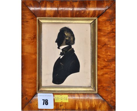 19th Century British School
A miniature bust silhouette portrait of a gentleman
cut paper and gold paint
10 x 8cms; 4 x 3 1/4