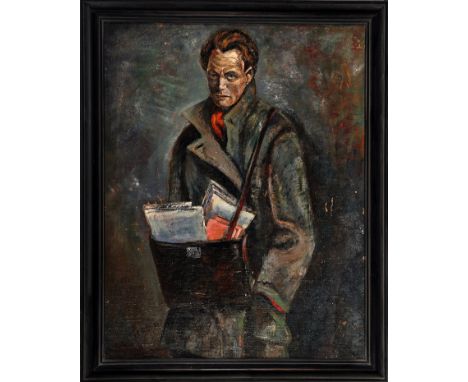 **** Gabo
A portrait of an artist carrying a satchel of sketching materials
signed
oil on board
65 x 50cms; 25 x 19 3/4in.
