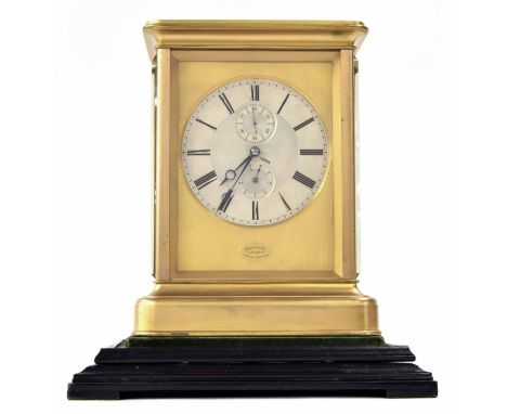 Exceptional gilt-brass giant mantel chronometer of exhibition quality with Kullberg's flat rim balance, the dial signed Clerk