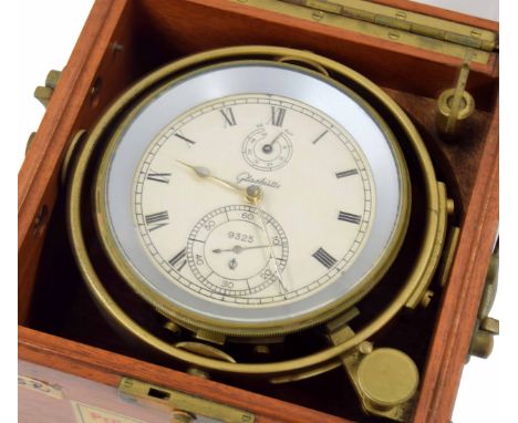German two day marine chronometer, the 3.75" silvered dial signed Glashutte, no. 9325, with subsidiary state of wind and seco