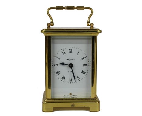 Bayard eight day 9 jewel carriage clock timepiece stamped Duverdrey &amp; Bloquel,&nbsp;within a corniche brass case, 5.75" h