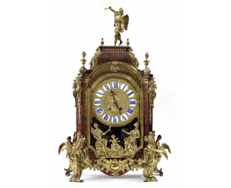 Good French Boulle and brass mounted two train bracket clock, the Japy Fils movement back plate signed Lagard á Paris anno. 2