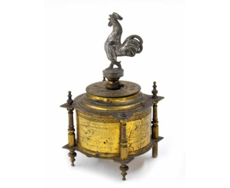 Small French table clock timepiece,&nbsp;stamped under the base plate with the maker's trademark logo (an anchor within a shi