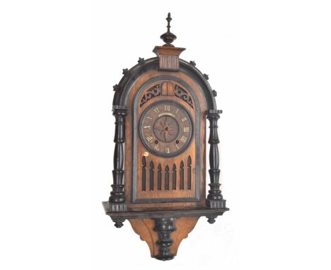 Good oak and ebonised double fusee Black Forest cuckoo clock, probably by Johann Baptist Beha, the 5.75" dial fitted with an 