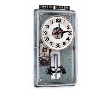 ATO electric wall clock fitted with a mercury switch, the 7.5" chapter ring enclosing a skeletonised centre with red centre s