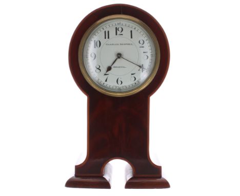 Good small mahogany mantel clock timepiece with platform escapement, the 3.5" cream dial signed Charles Desprez, Bristol, wit