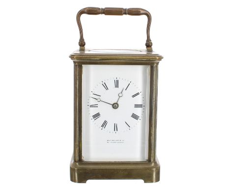 French carriage clock striking on a gong, the back plate stamped with a B in a circle, the dial signed Elkington &amp; Co, 22