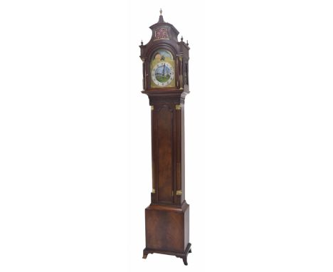 Good quality 20th century triple fusee chiming longcase clock, the substantial movement playing on a nest of eight graduated 