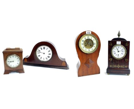 French mahogany two train balloon mantel&nbsp;clock, the S. Marti movement striking on a gong, the 4.75" cream chapter ring e