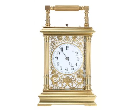 Good French repeater carriage clock, the movement stamped with the maker's trademark logo (CJCC enclosed in a rectangle), str