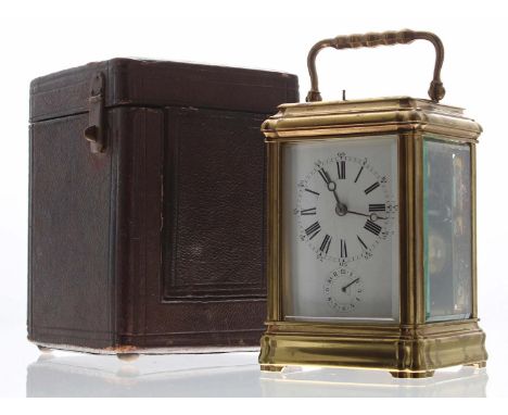 French Grand Sonnerie carriage clock with push-button repeat and alarm, the movement back plate signed Henry Capt no. 11363, 