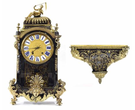 Good early French Boulle two train bracket clock with bracket, all in need of refurbishment,&nbsp;the movement with outside c