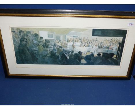 A framed and mounted limited edition Print depicting "Chelford Market Cattle Sale Ring", no. 565/750, signed lower right Geld