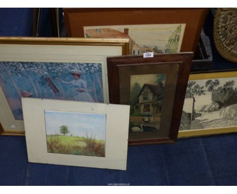 A quantity of prints to include Monet, Natures Cathedral by James T. Watts, Chipping Campden by Reardon, a street scene signe