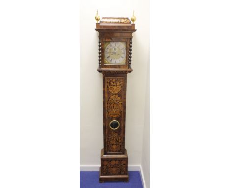 Late 17th century eight day long case clock by Edward Burgis, Londini Fecit No.11, the silvered and brass 11" dial with matte