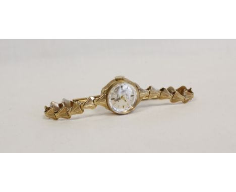 Lady's Rotary 9ct gold bracelet watch 1963 9.8g, without movement.