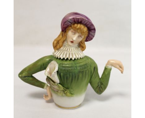 Rare Royal Worcester aesthetic teapot and cover of double sided form, modelled as a satirical take on Oscar Wilde and the aes