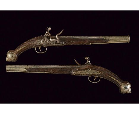 dating: First half of the 19th Century provenance: Turkey, Long, smooth-bore, round, 16 mm cal. barrels, with octagonal base,