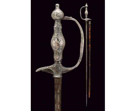 dating: 18th Century provenance: Austria, Straight blade, ribbed in the center, with fullers at the forte, remains of inscrip