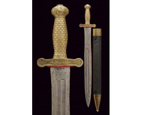 dating: 1817 provenance: France, Wide, straight, double-edged blade with first double, then single groove, base marked 'Manuf