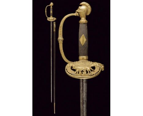 dating: Early 19th Century provenance: Rome, Straight, double-edged blade, ribbed in the center, lenticular at the forte, wit