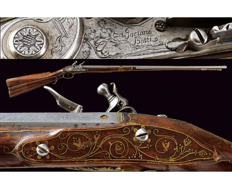 dating: Mid 18th Century provenance: Italy, Smooth-bore, two-stage, 15 mm cal. barrel, octagonal and round, with rings and ac