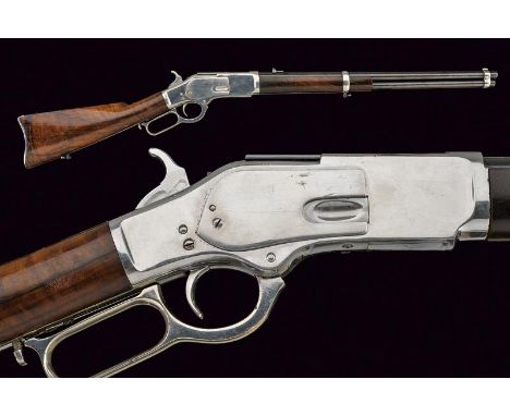 dating: 1875-1890 provenance: Europe, Rifled, round, finished barrel, marked 'HENRY WINCHESTER RIFLE MOD. 1873'; nickel-plate