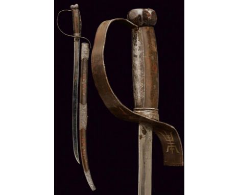 dating: 19th Century provenance: Vietnam, Curved, non-ferrous metal blade with silvered finishing. Small floral engraving at 