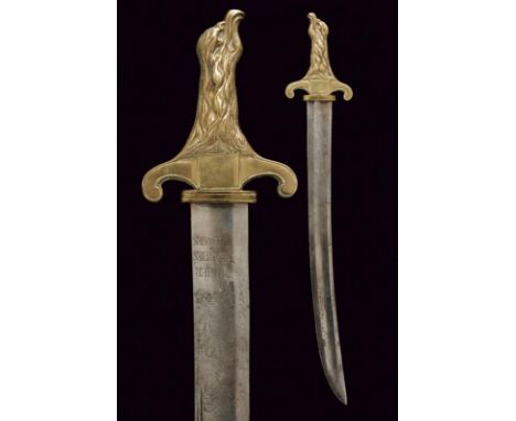 dating: Second half of the 18th Century provenance: France, Large, curved, single-and short false-edged blade, with fuller an