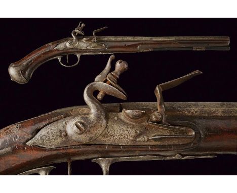 dating: circa 1700 provenance: France, Smooth-bore, two-stage, octagonal and round, 15 mm cal. barrel, stamped with a crowned
