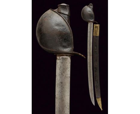 dating: Second quarter of the 19th Century provenance: France, Wide, curved, single-and false-edged blade with large, central