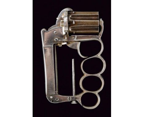 dating: about 1870 provenance: Europe, With 7 mm cal. barrels. Provided with loading gate, steel grip strap with anatomical t