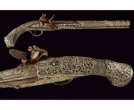 dating: circa 1800 provenance: Turkey, Long, smooth-bore, round, 15 mm cal. barrel, with square base, engraved and with silve