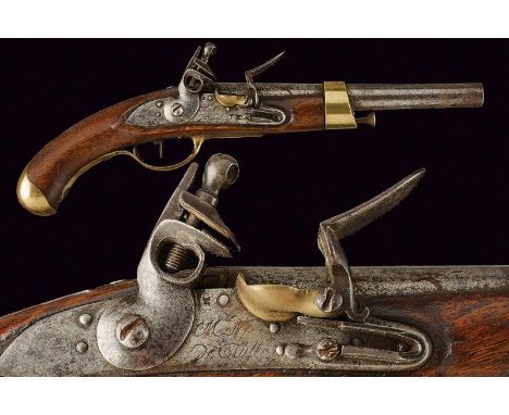 dating: late 18th Century provenance: France, Round, smooth-bore, 18 mm cal. barrel. Lock with marking 'M.re N.le de Tulle' a