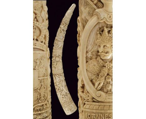 dating: 19th Century provenance: France, Finely made of embossed ivory, horn-shaped, carved in four segments joined together.